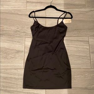 Oh Polly black satin mini dress.